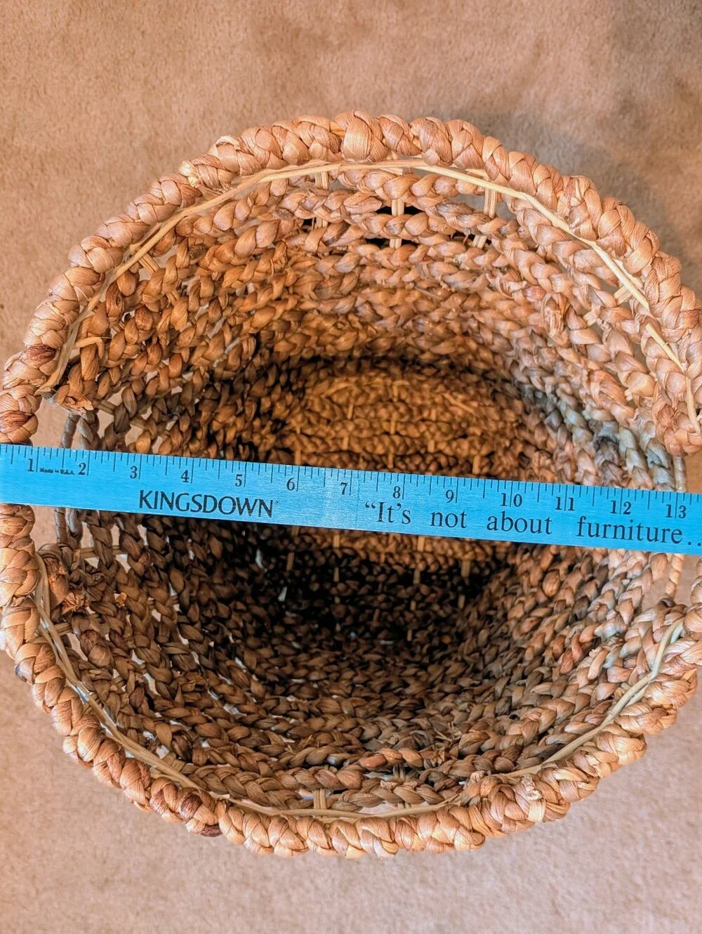 Storage Basket Chunky Thick Braid Texture Built-In Handles Hand-Woven
